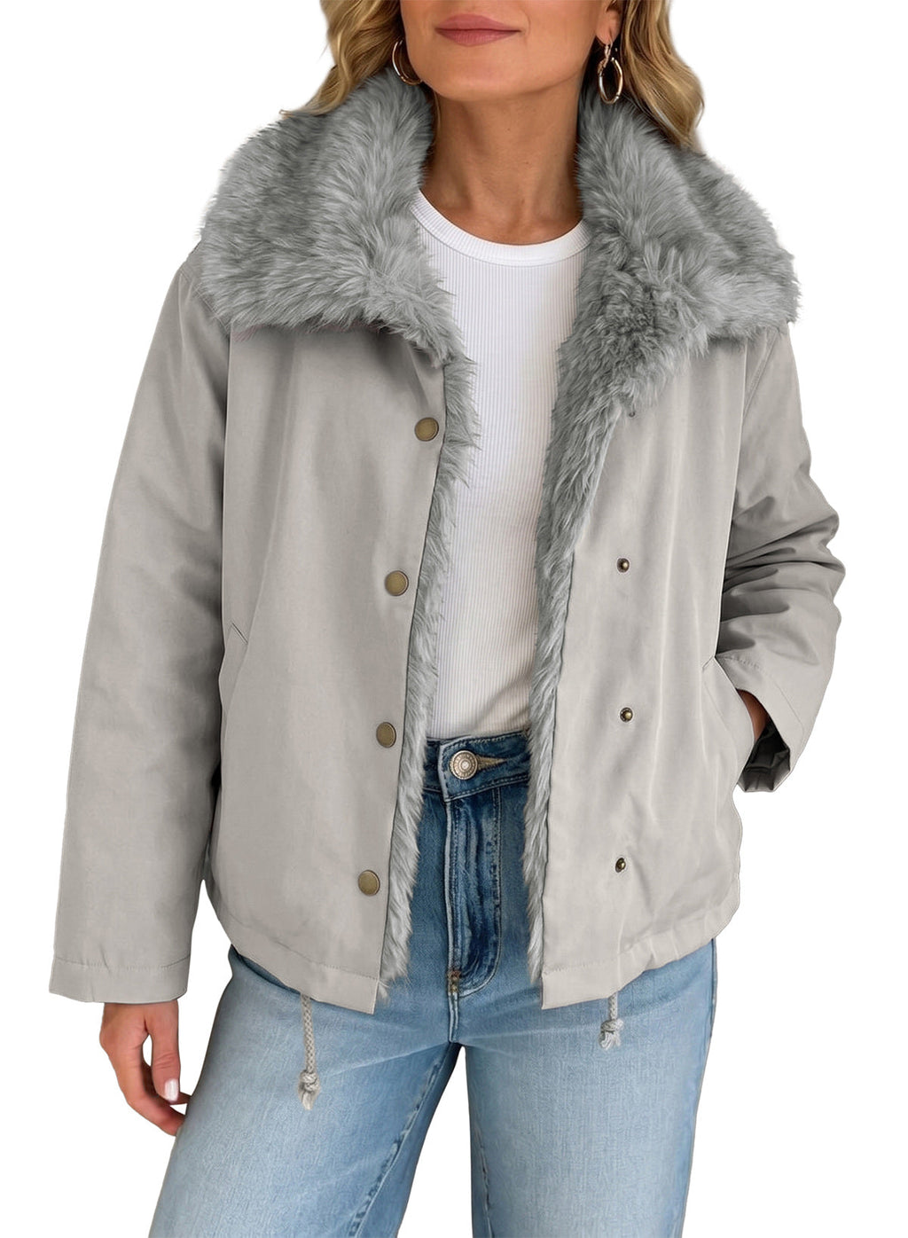 Faux Fur Detachable Oversized Cotton Jacket