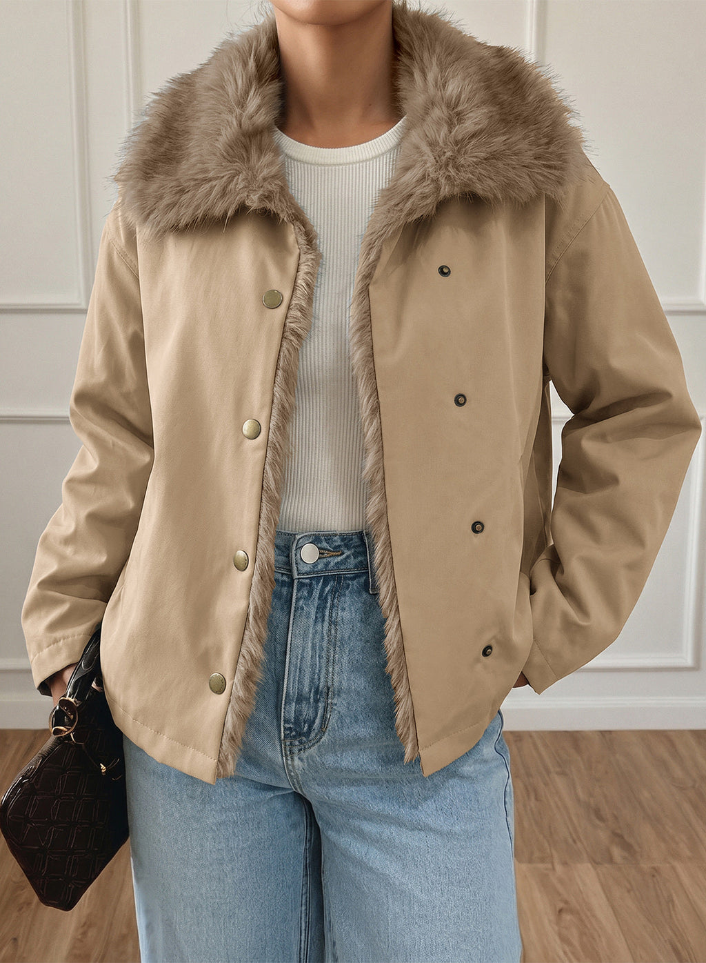 Faux Fur Detachable Oversized Cotton Jacket