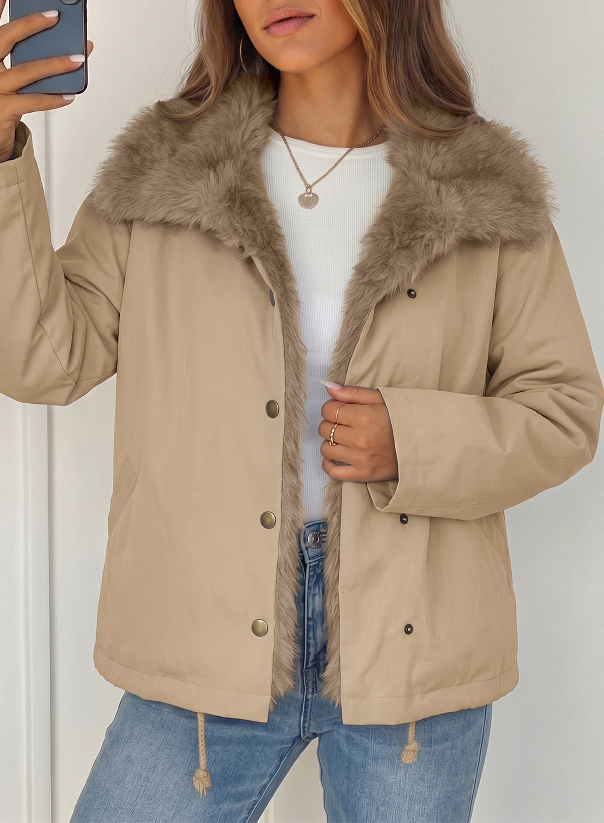Faux Fur Detachable Oversized Cotton Jacket