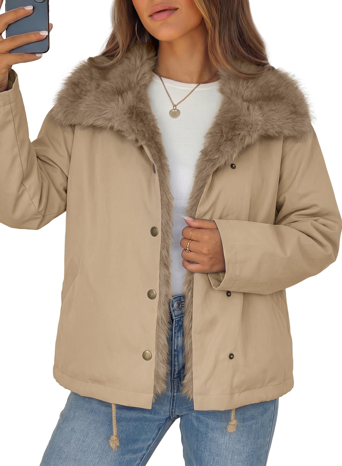 Faux Fur Detachable Oversized Cotton Jacket