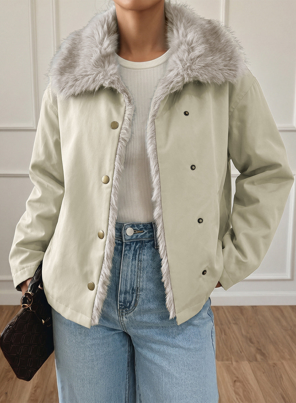 Faux Fur Detachable Oversized Cotton Jacket