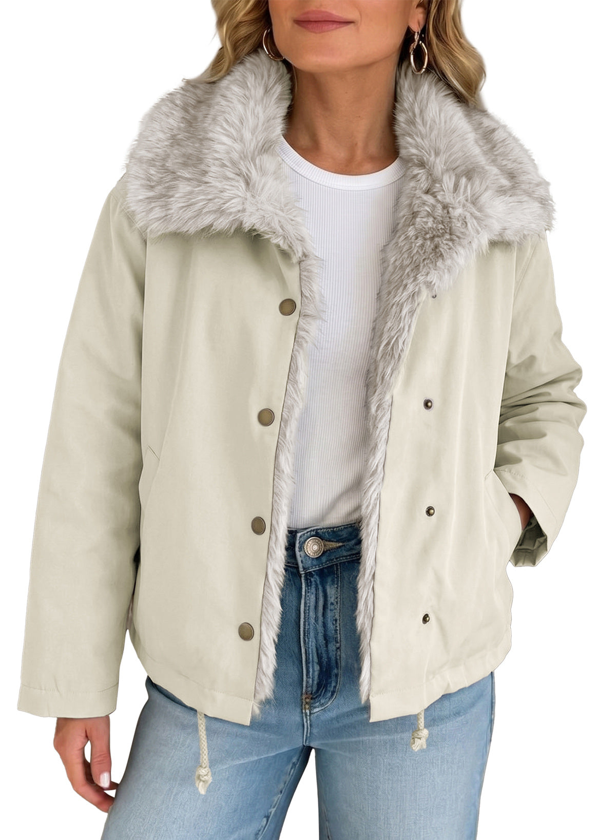 Faux Fur Detachable Oversized Cotton Jacket