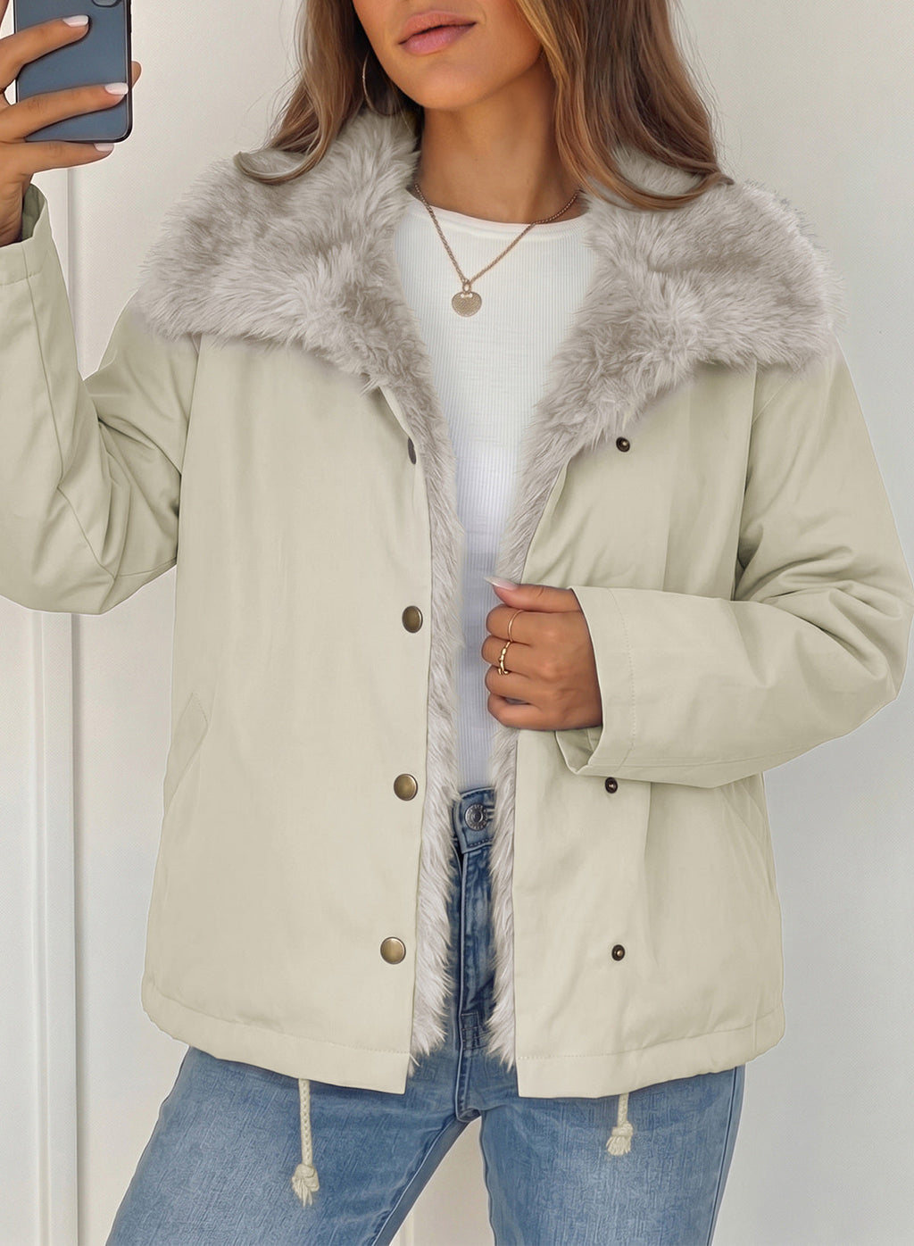 Faux Fur Detachable Oversized Cotton Jacket