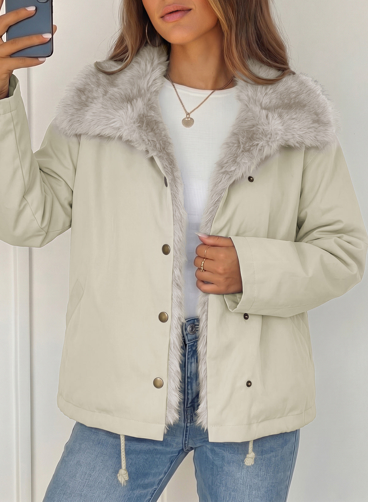 Faux Fur Detachable Oversized Cotton Jacket