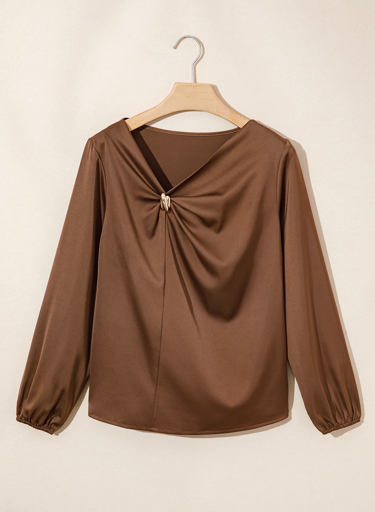 Dokotoo Womens Shirts Long Sleeve Dressy Casual V Neck Satin Top