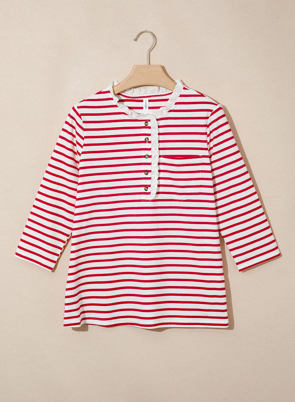 Womens Tops 3/4 Length Sleeve V Neck Loose Casual T Shirts