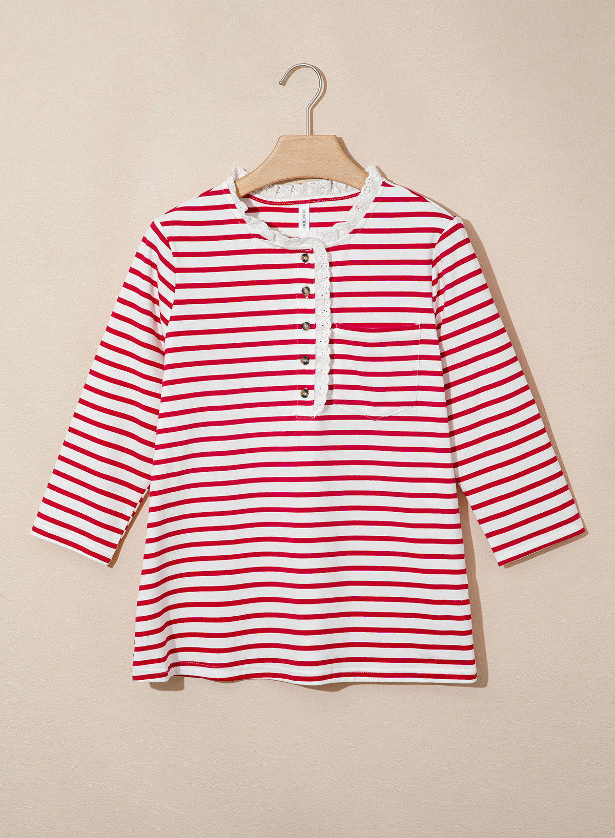 Womens Tops 3/4 Length Sleeve V Neck Loose Casual T Shirts