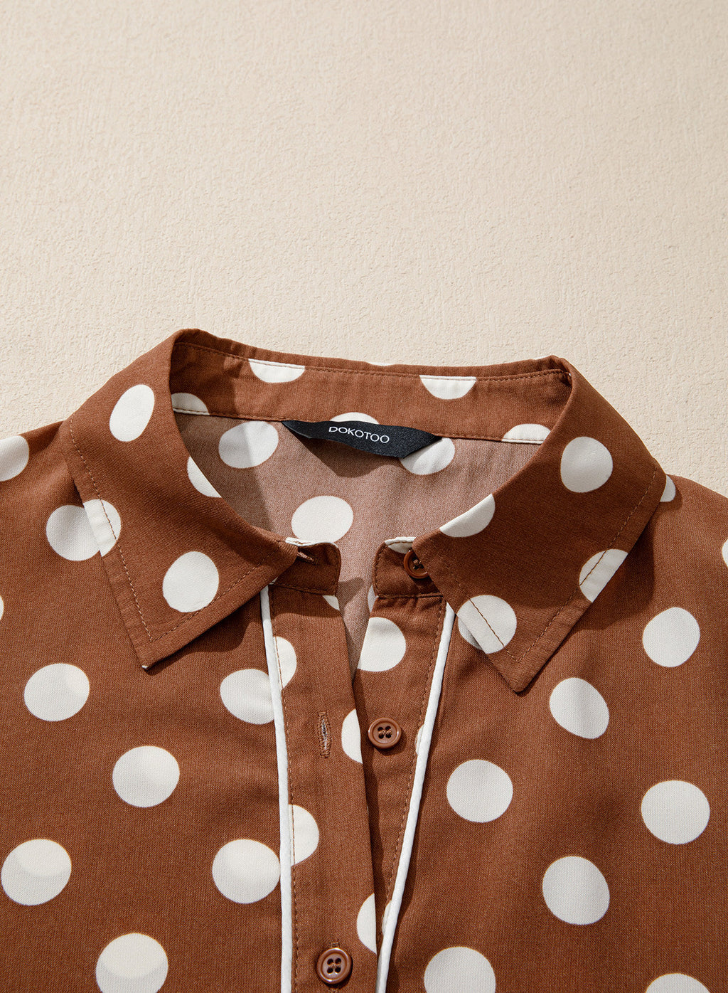 Womens Tops Polka Dot Long Sleeve Button Down Blouses