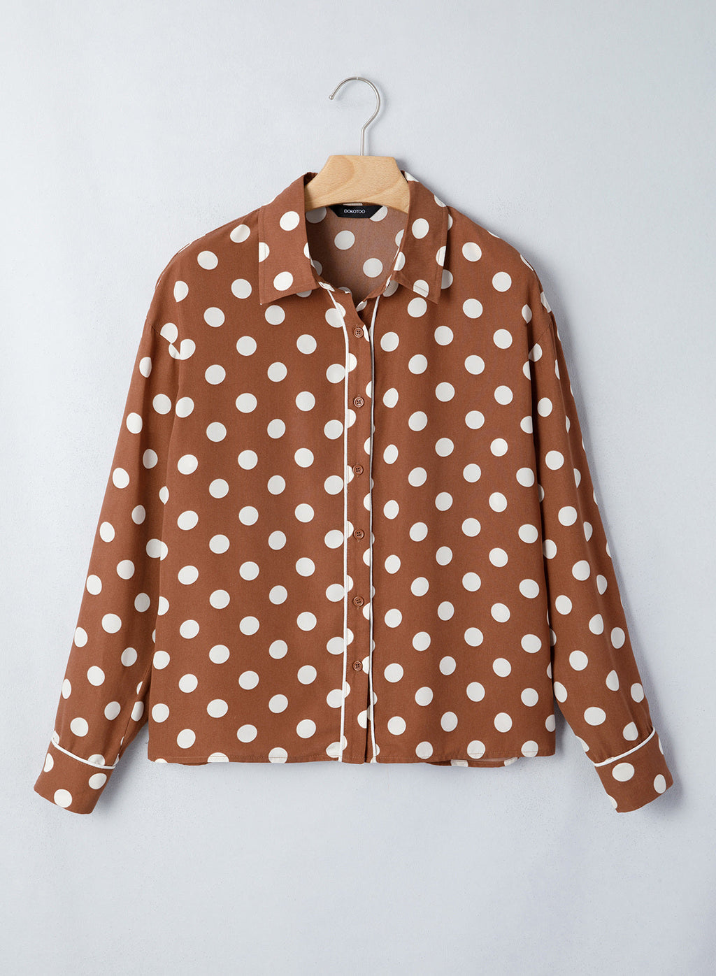 Womens Tops Polka Dot Long Sleeve Button Down Blouses