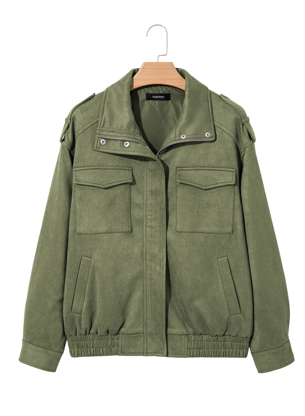 Dokotoo Womens Casual Cropped Bomber Jackets Trendy Solid Zip Up Coats