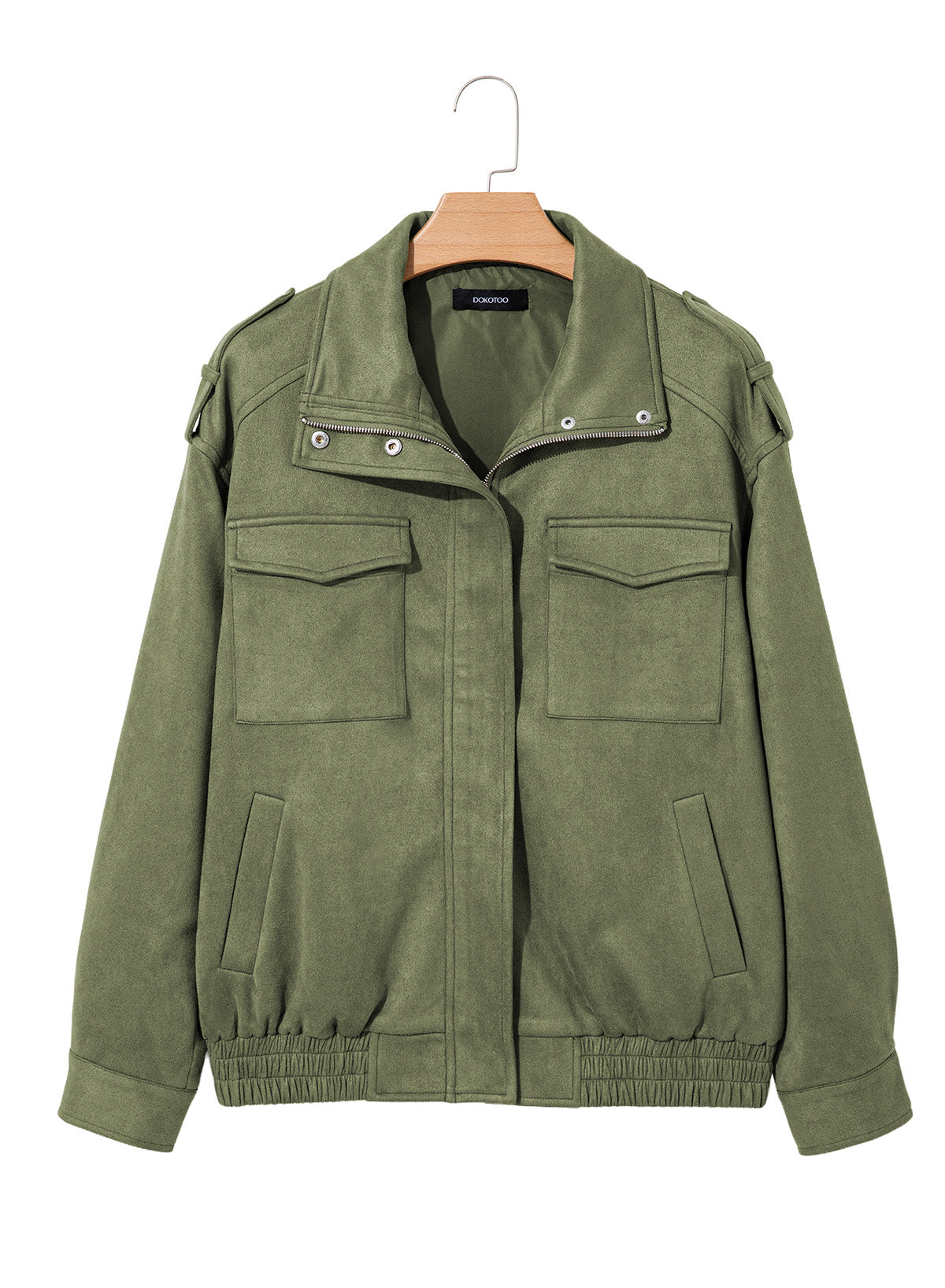 Dokotoo Womens Casual Cropped Bomber Jackets Trendy Solid Zip Up Coats