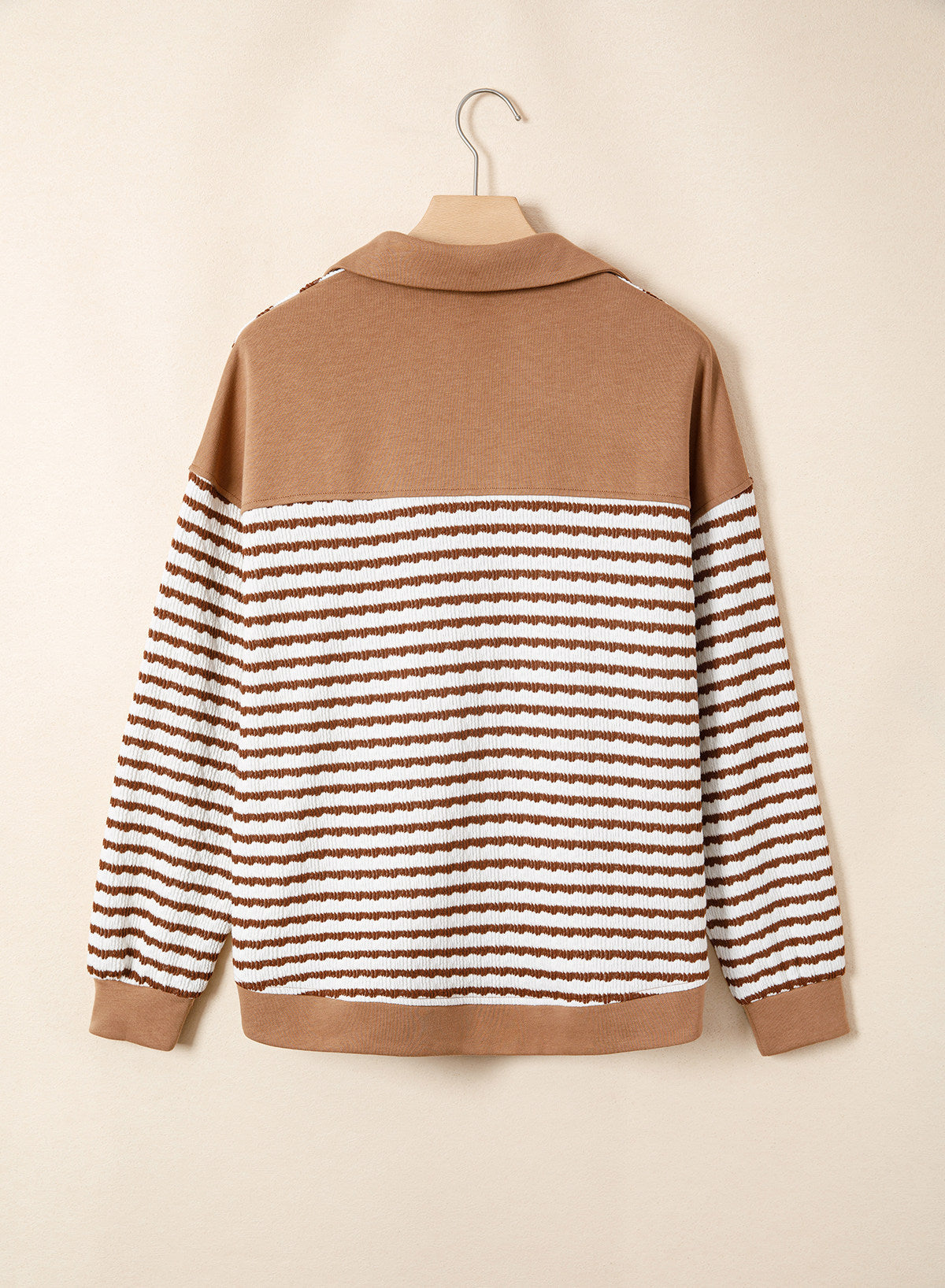 Dokotoo Oversized Henley Neck Sweatshirt for Women Striped Pullover Tops