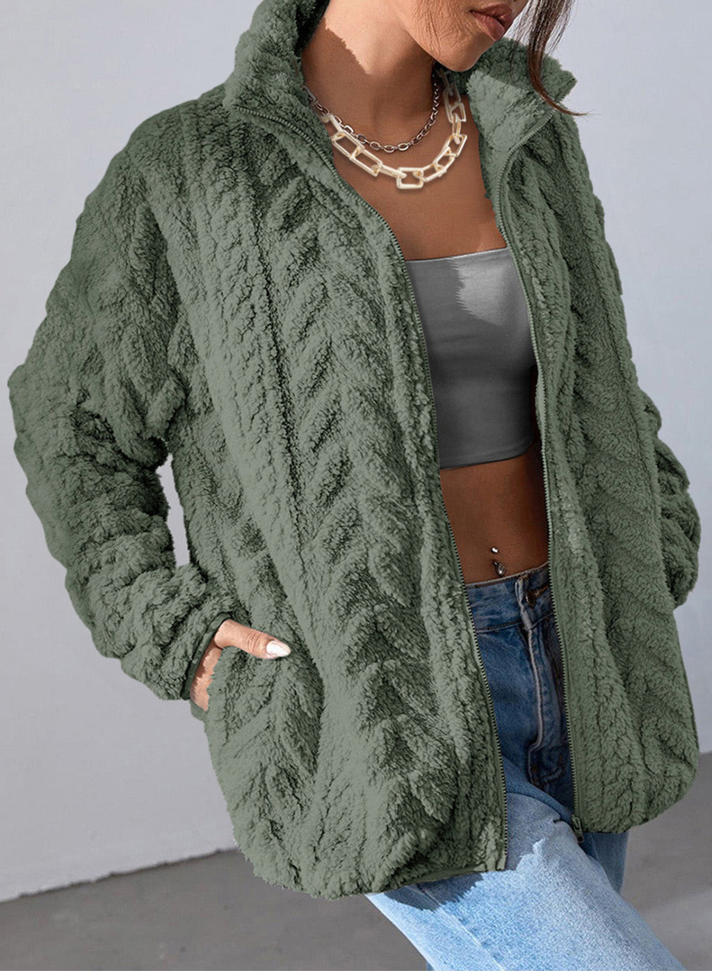 Dokotoo Winter Fleece Jacket for Women 2026 Zipper Casual Coat with Pockets