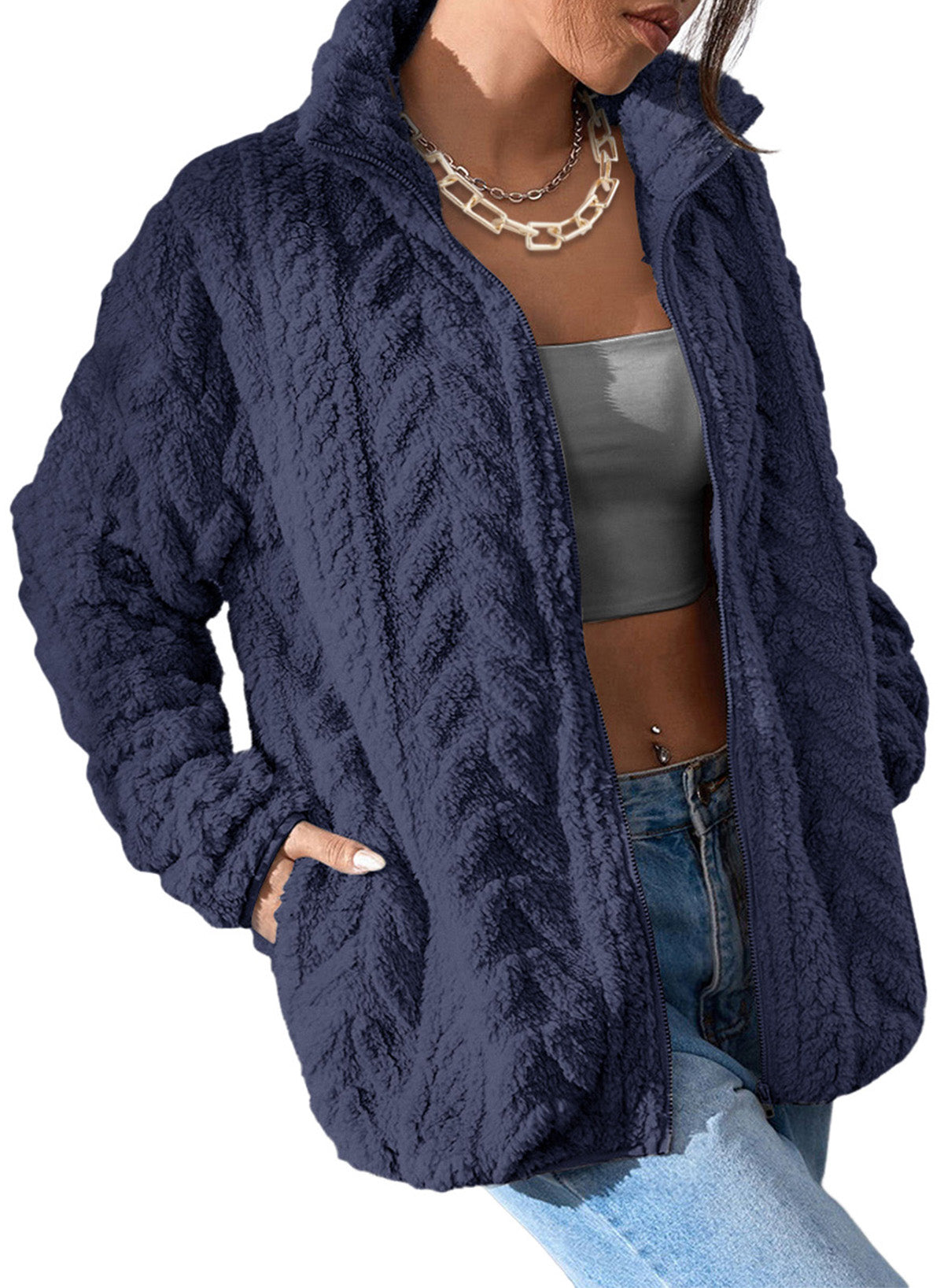 Dokotoo Winter Fleece Jacket for Women 2026 Zipper Casual Coat with Pockets