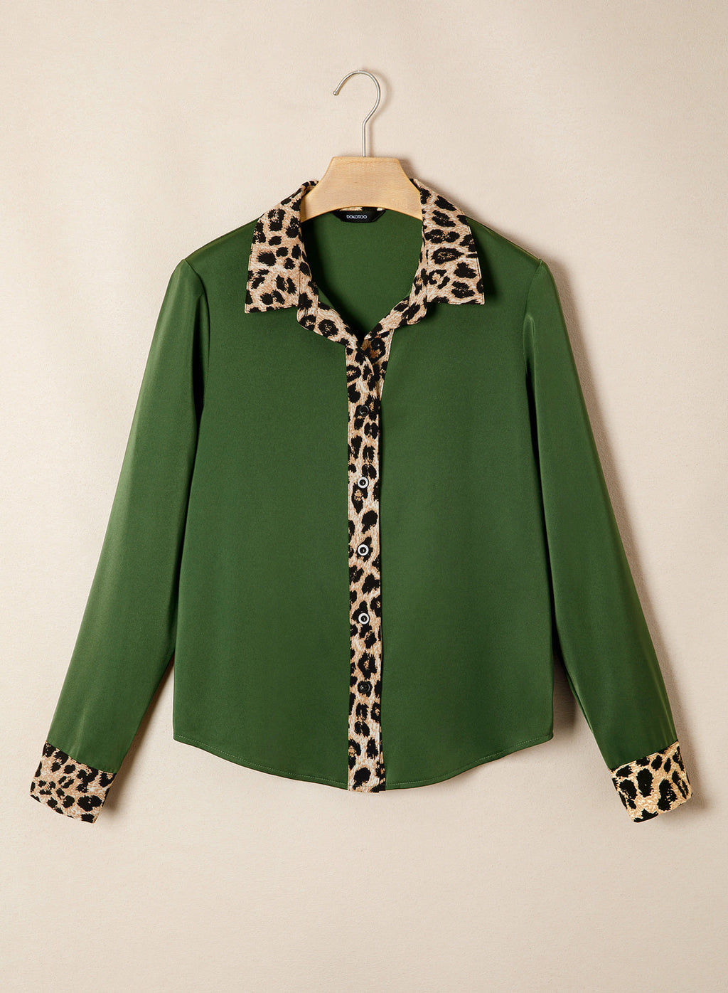 Dokotoo Womens Tops Business Casual Outfits Long Sleeve V Neck Button Down Shirts Satin Leopard Print Elegant Work Blouses