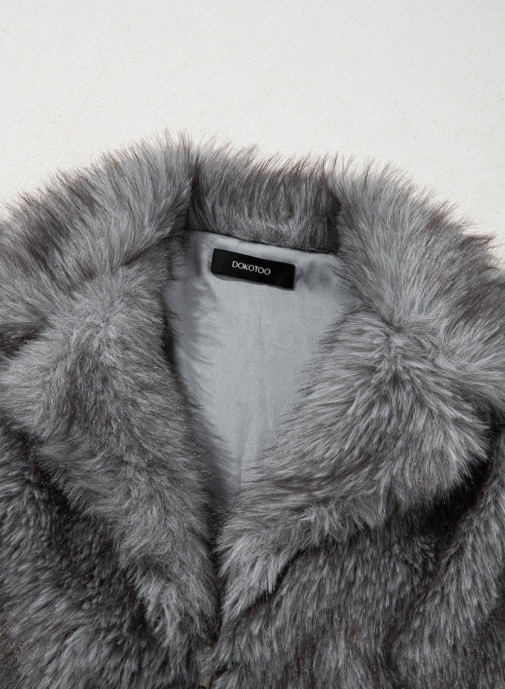 Fashionable Street Style Women's Dark Grey Faux Fur Zip-Up Long Sleeve Jacket, Autumn Clothing,Fall,Fall Clothes For Women
