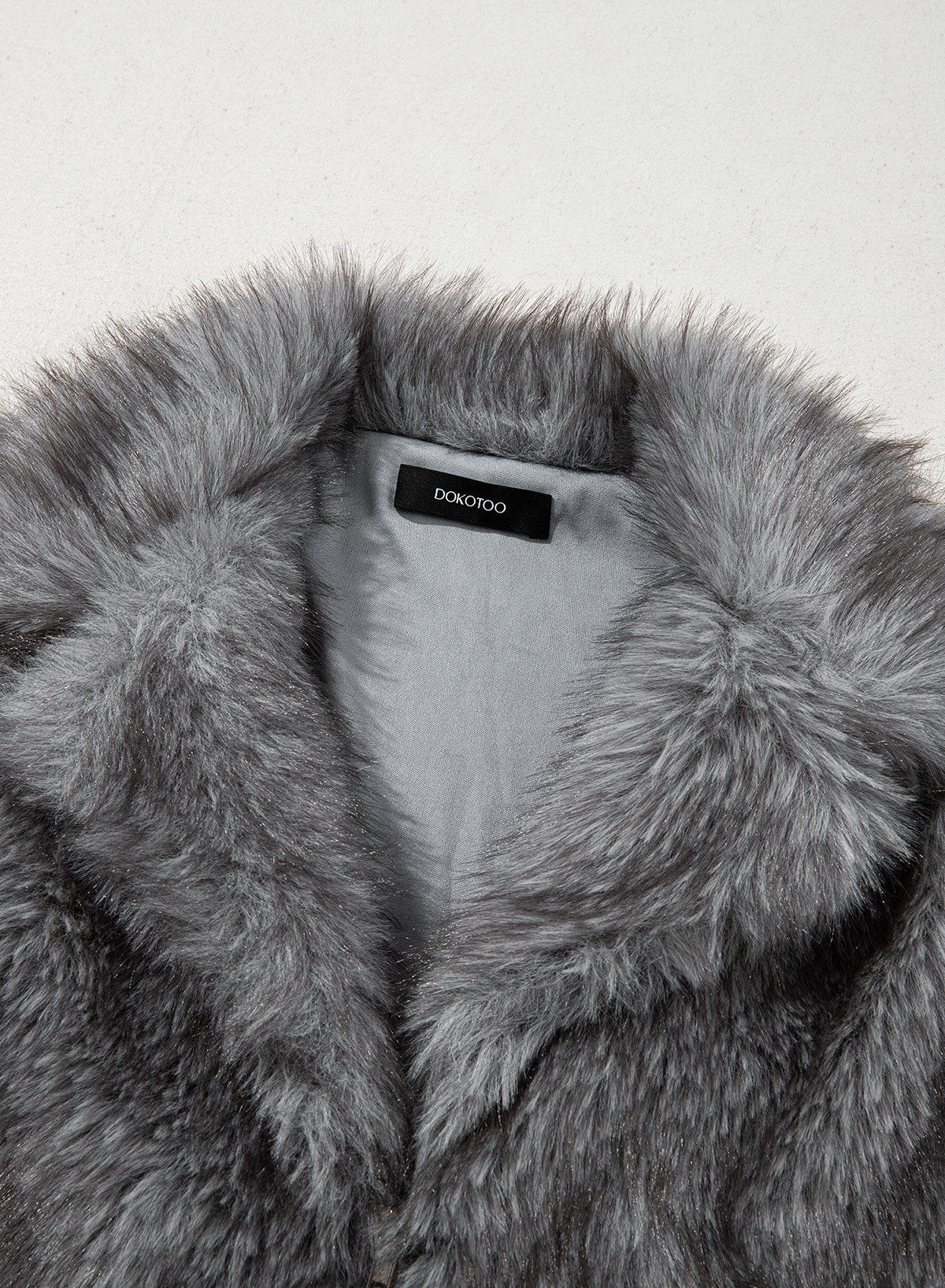 Fashionable Street Style Women's Dark Grey Faux Fur Zip-Up Long Sleeve Jacket, Autumn Clothing,Fall,Fall Clothes For Women