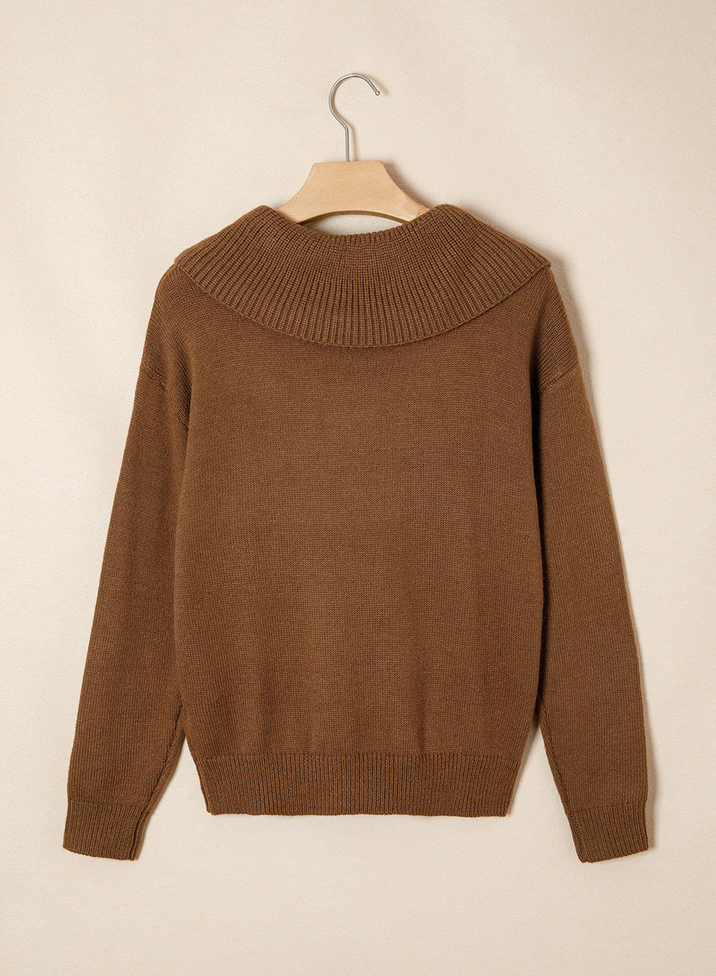 Asymmetrical Lapel Collar Pullover Sweater Tops