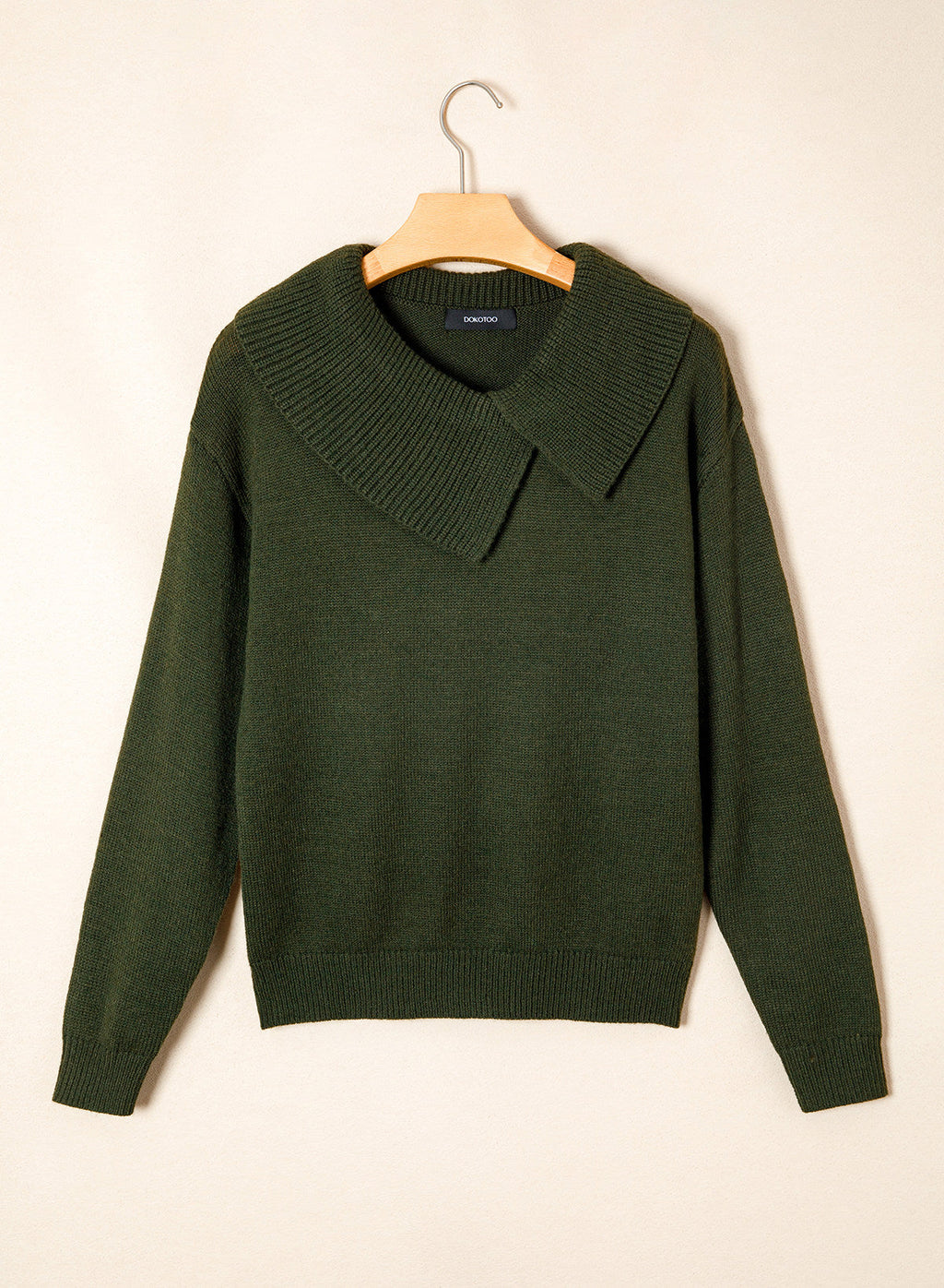 Asymmetrical Lapel Collar Pullover Sweater Tops