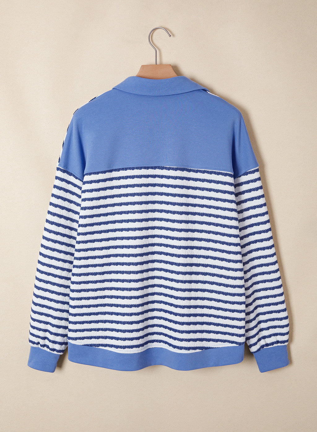 Dokotoo Oversized Henley Neck Sweatshirt for Women Striped Pullover Tops