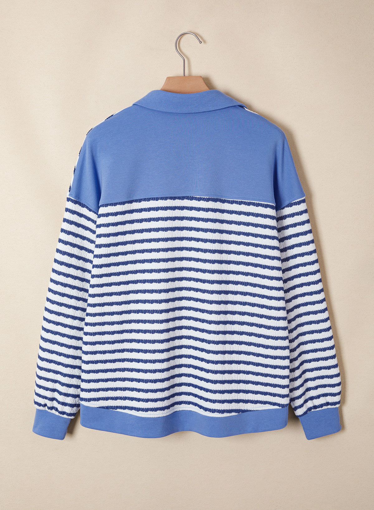Dokotoo Oversized Henley Neck Sweatshirt for Women Striped Pullover Tops