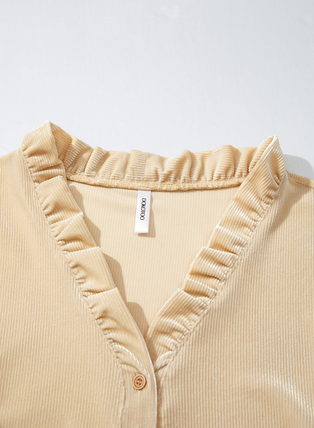 Dokotoo Womens Tops Ruffle V Neck Button Long Sleeve Shirts for Women
