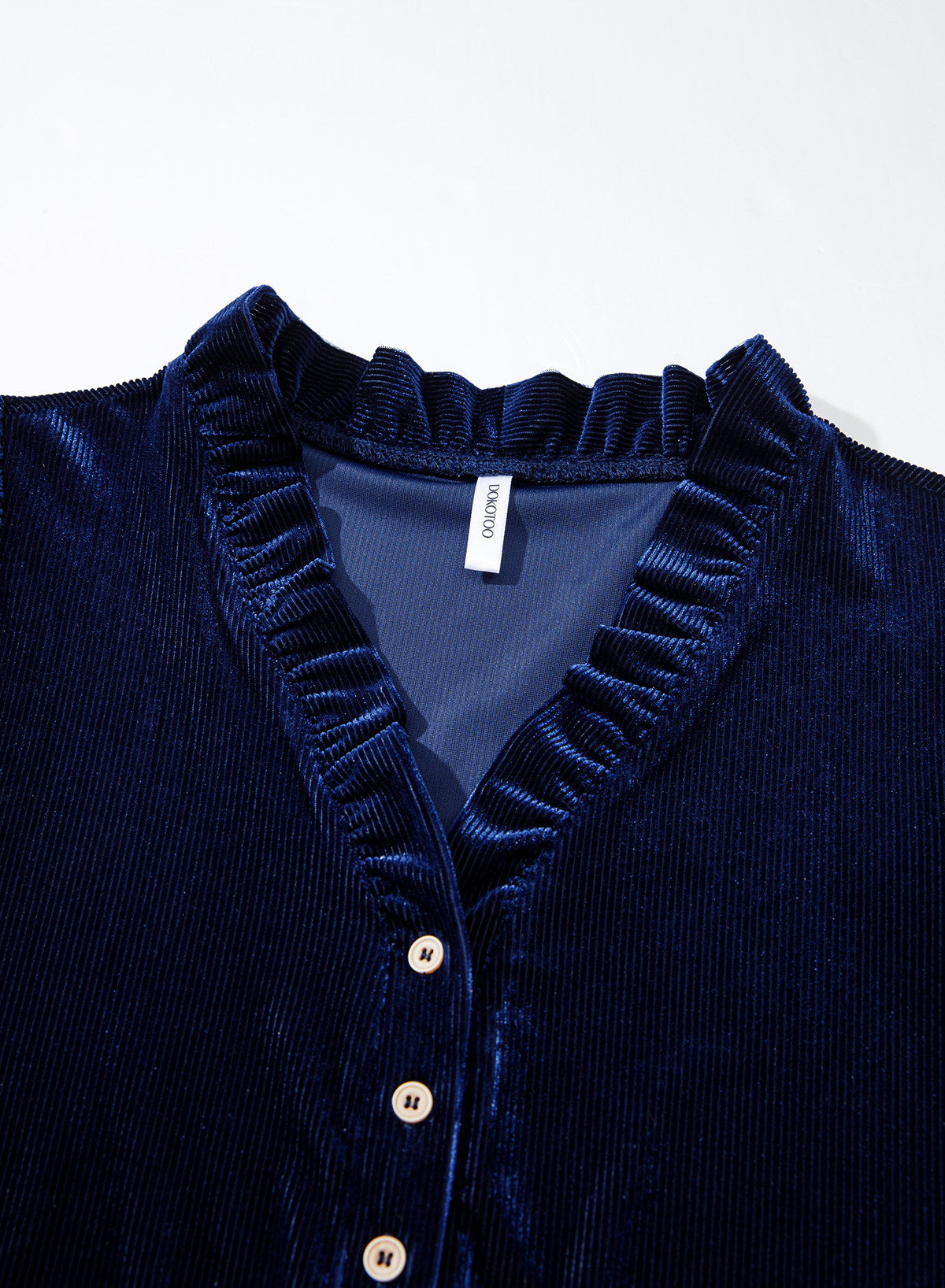 Dokotoo Womens Tops Ruffle V Neck Button Long Sleeve Shirts for Women