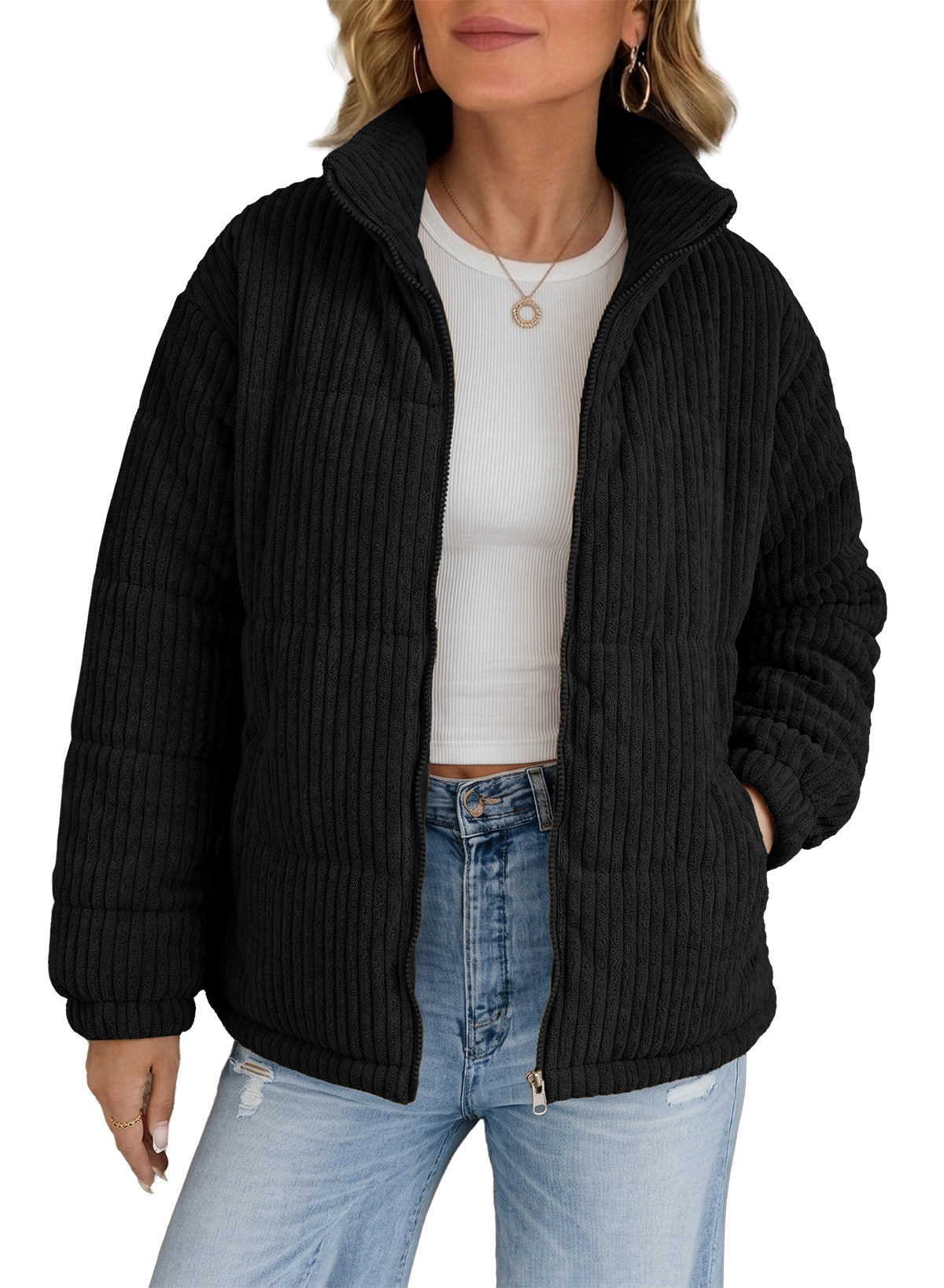 Corduroy Padded Coat In Fall/Winter