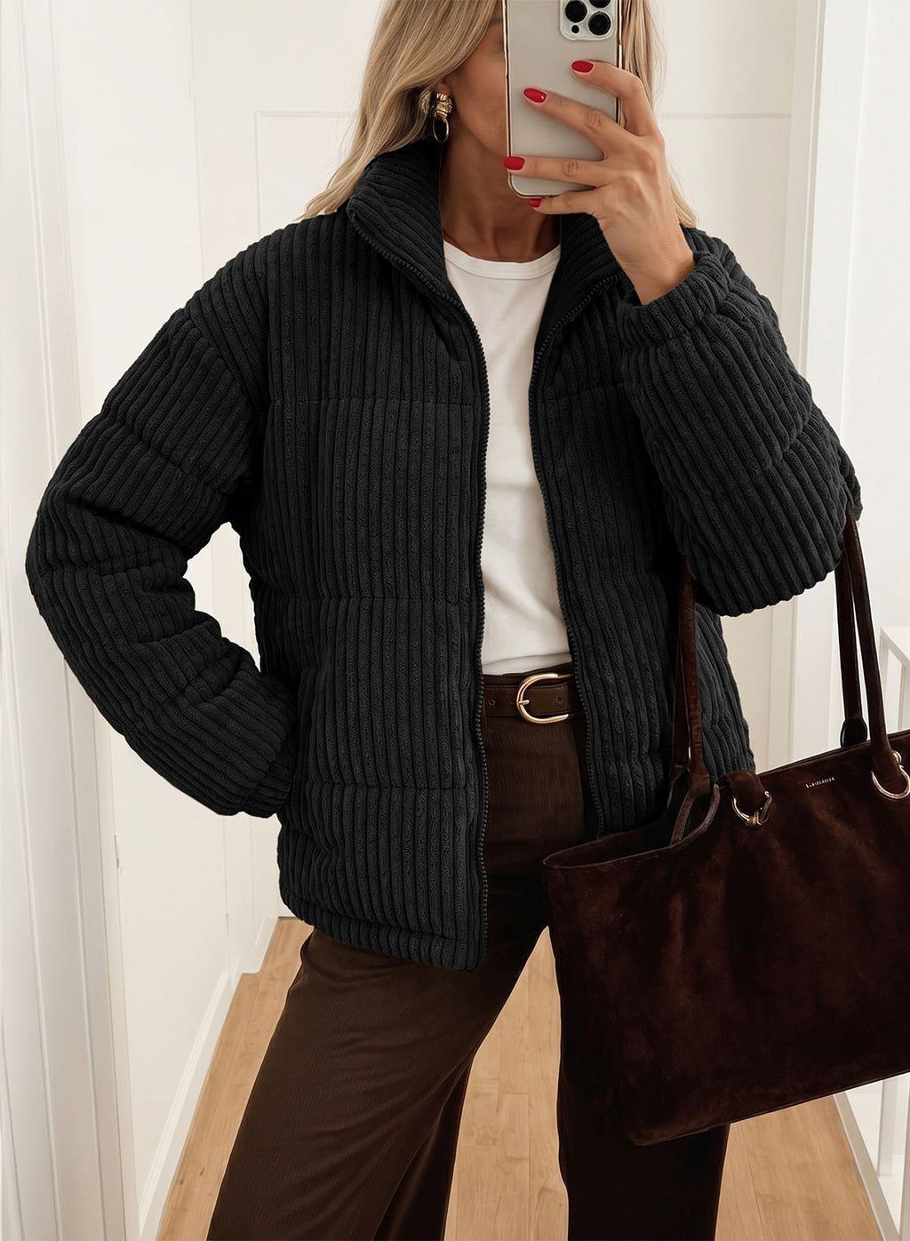 Corduroy Padded Coat In Fall/Winter