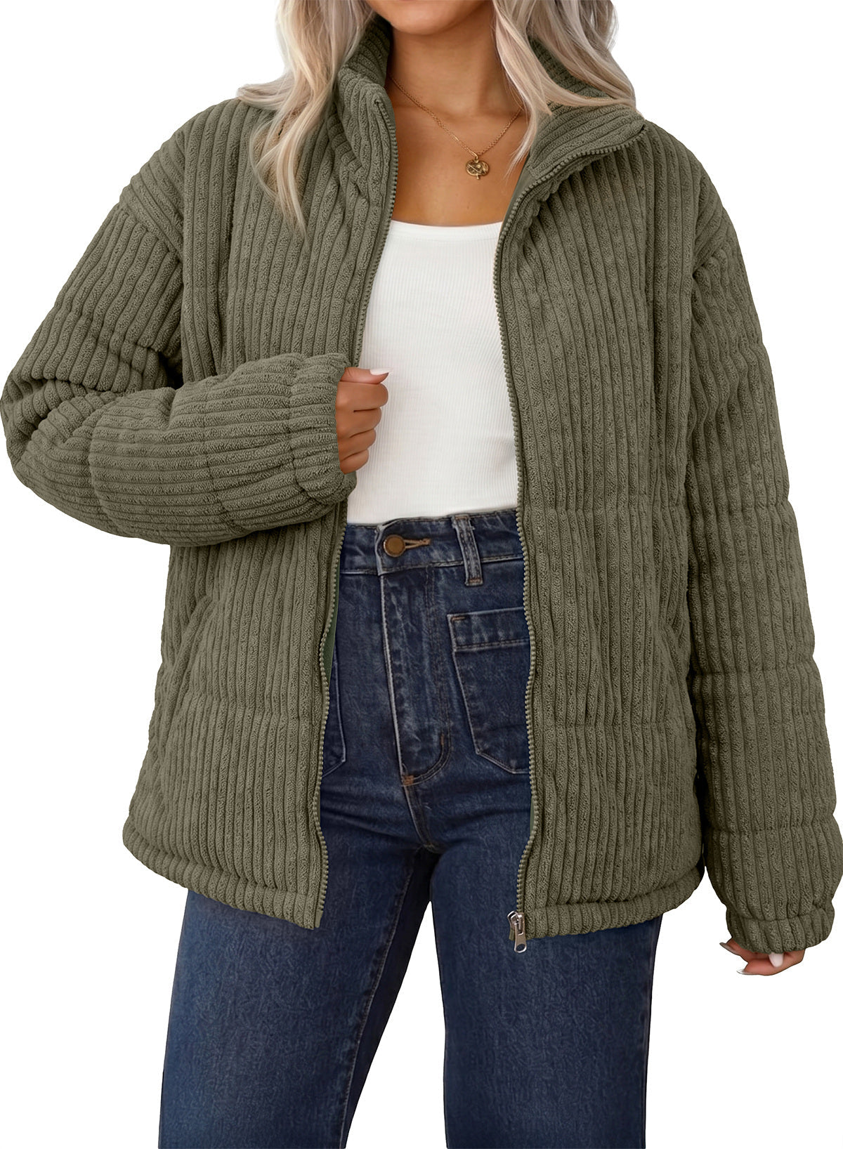 Corduroy Padded Coat In Fall/Winter