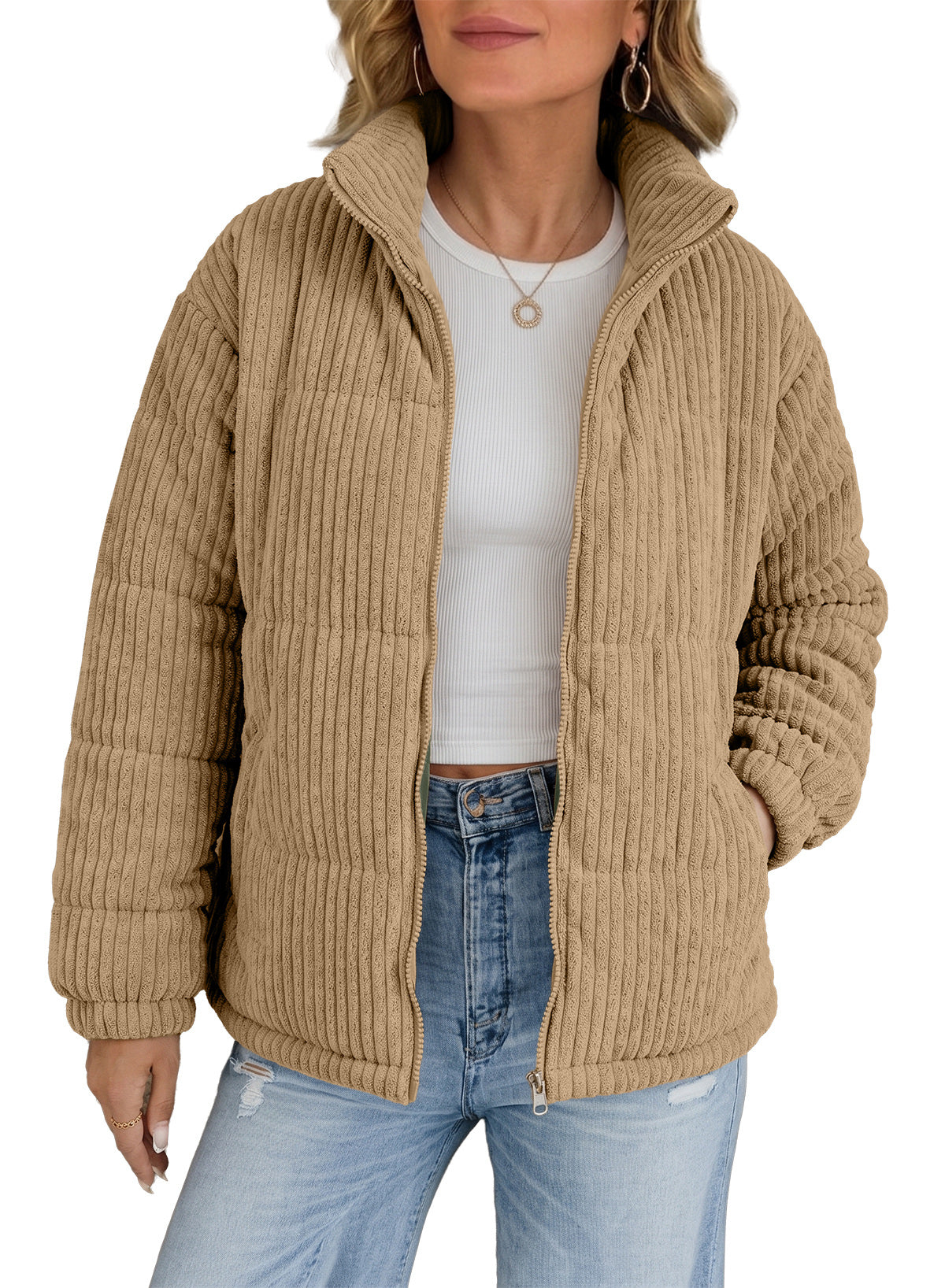 Corduroy Padded Coat In Fall/Winter