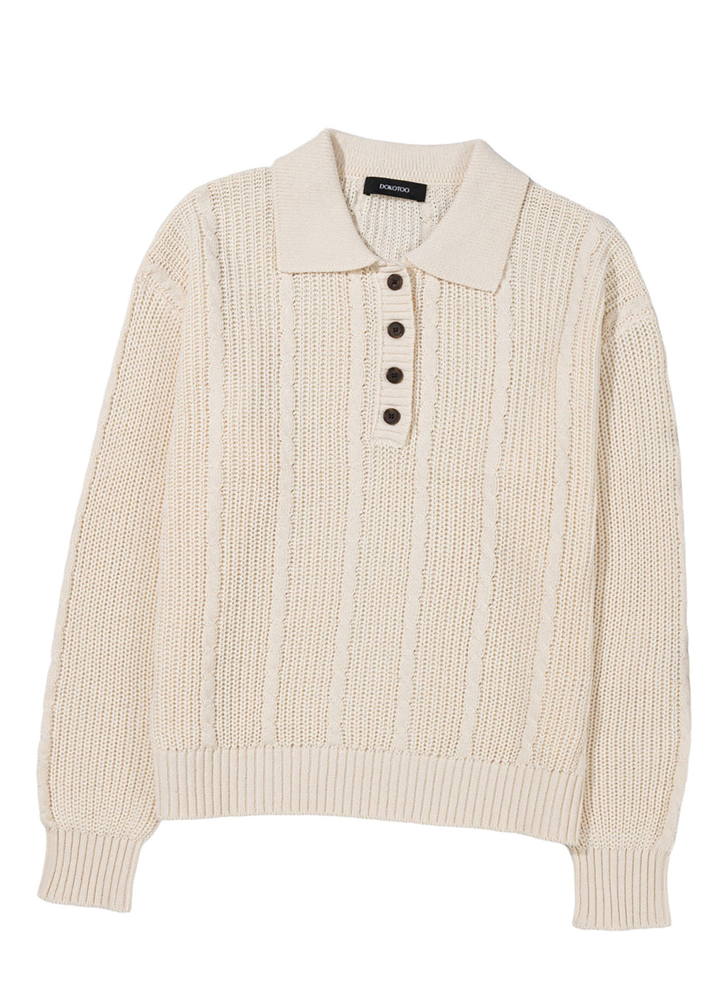 Dokotoo Sweaters for Women Long Sleeve Striped Color Block Button Polo Lapel Collar Cable Knit Casual Pullover Sweater Tops