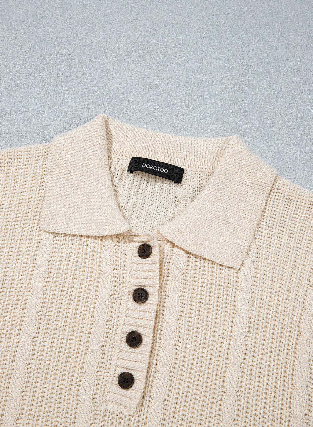 Dokotoo Sweaters for Women Long Sleeve Striped Color Block Button Polo Lapel Collar Cable Knit Casual Pullover Sweater Tops