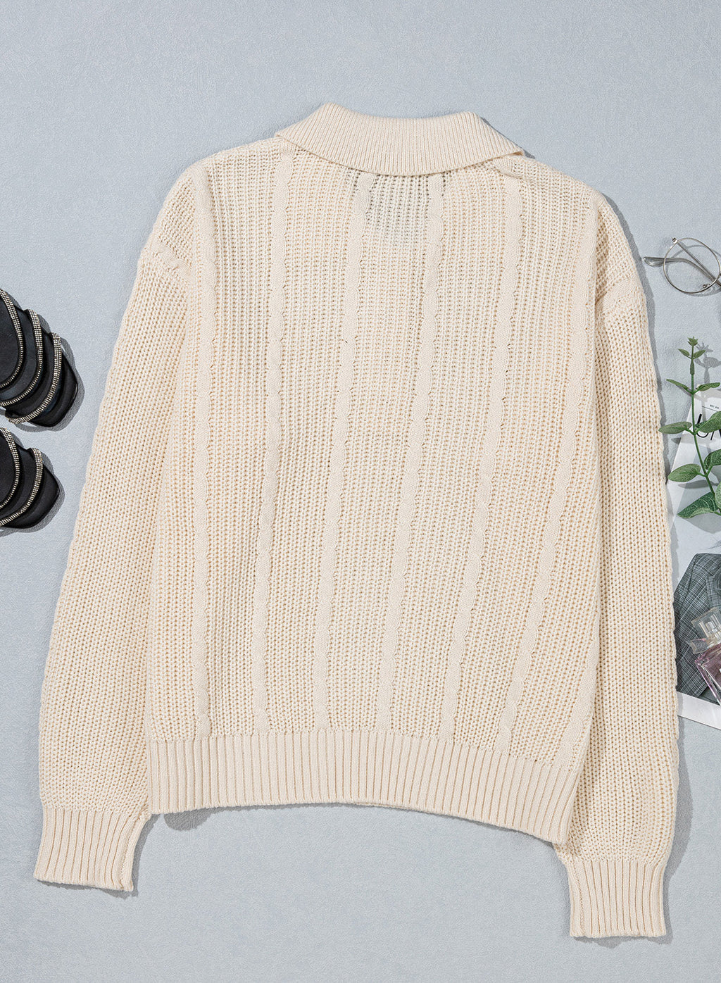 Dokotoo Sweaters for Women Long Sleeve Striped Color Block Button Polo Lapel Collar Cable Knit Casual Pullover Sweater Tops