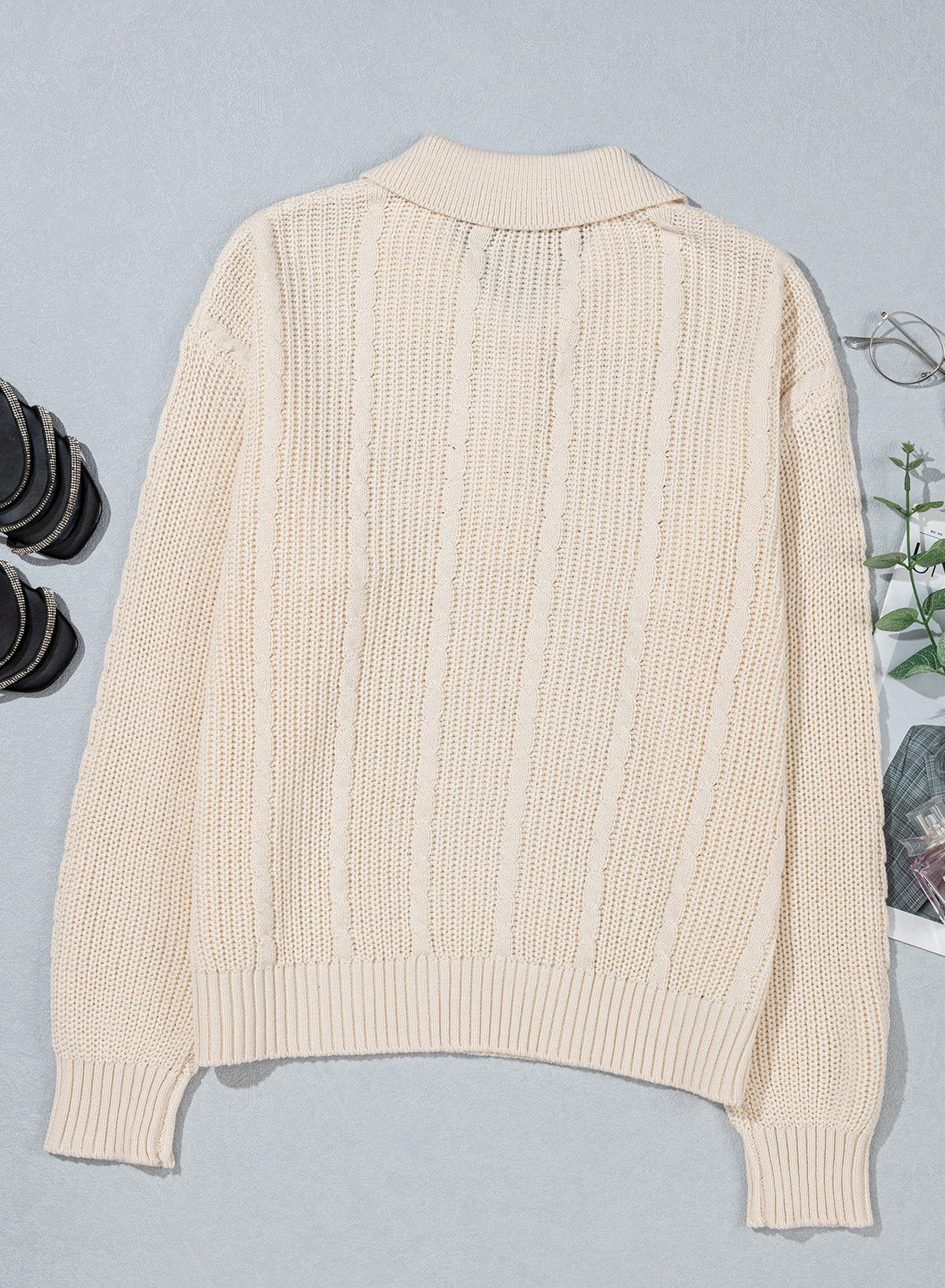Dokotoo Sweaters for Women Long Sleeve Striped Color Block Button Polo Lapel Collar Cable Knit Casual Pullover Sweater Tops