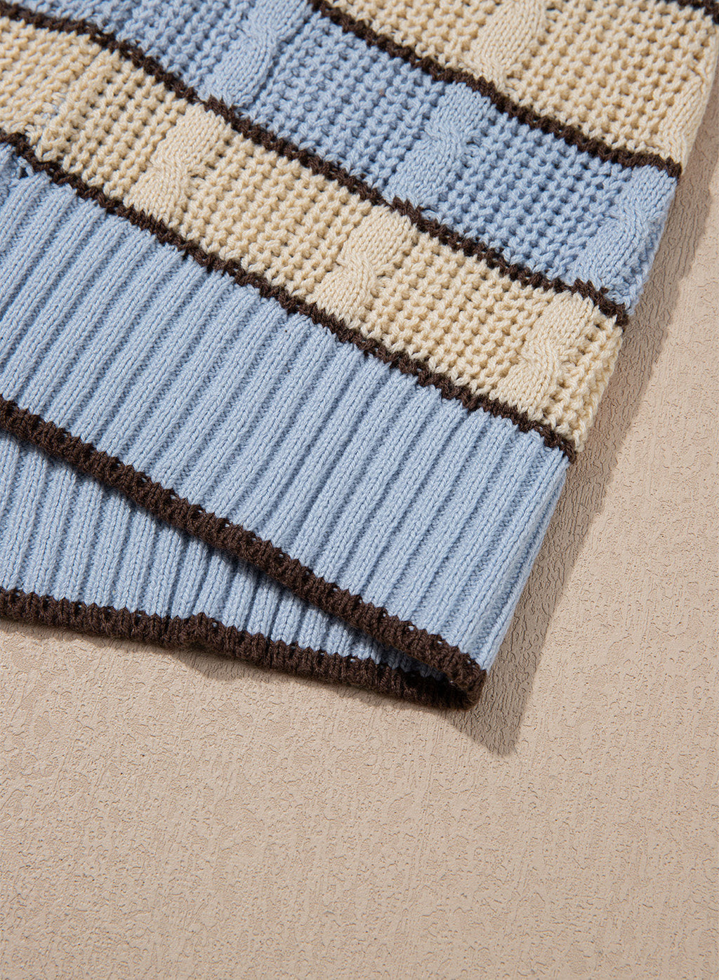 Dokotoo Sweaters for Women Long Sleeve Striped Color Block Button Polo Lapel Collar Cable Knit Casual Pullover Sweater Tops