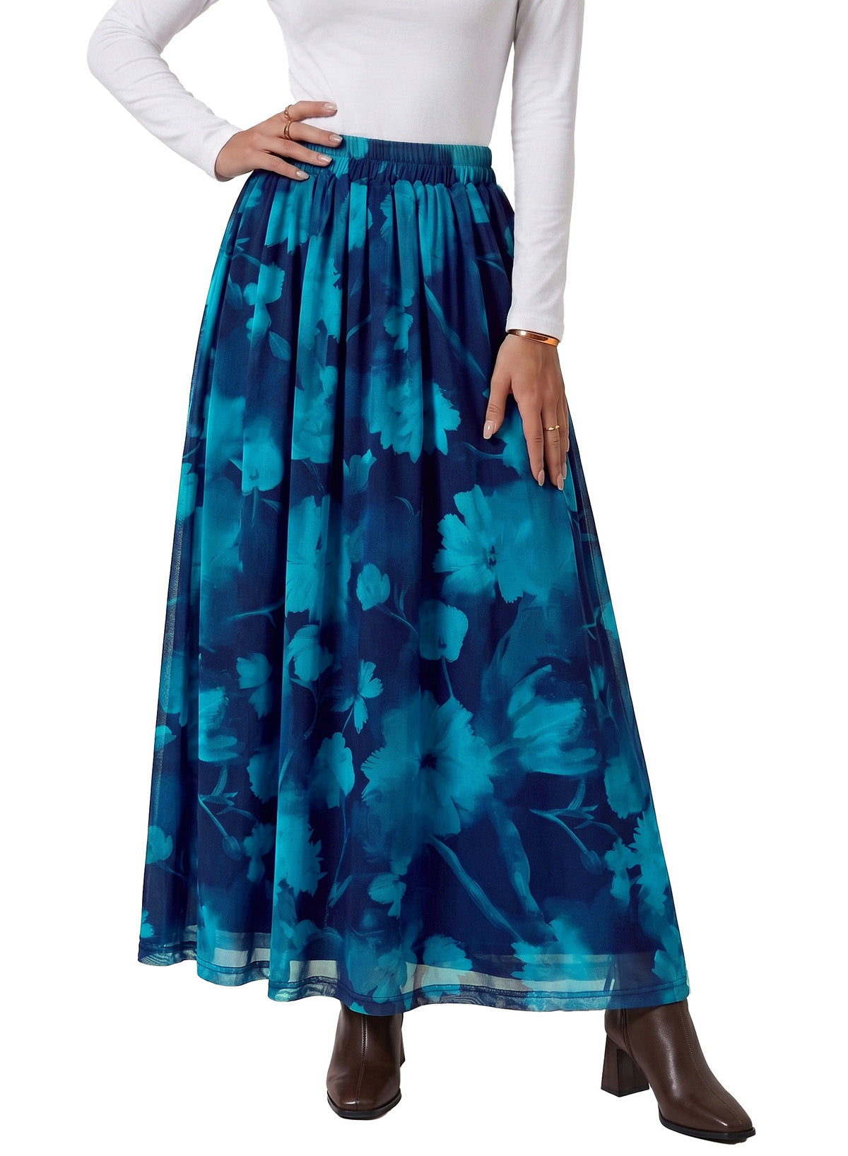 Fall Skirts for Women High Waist A-line Flowy Maxi Skirt