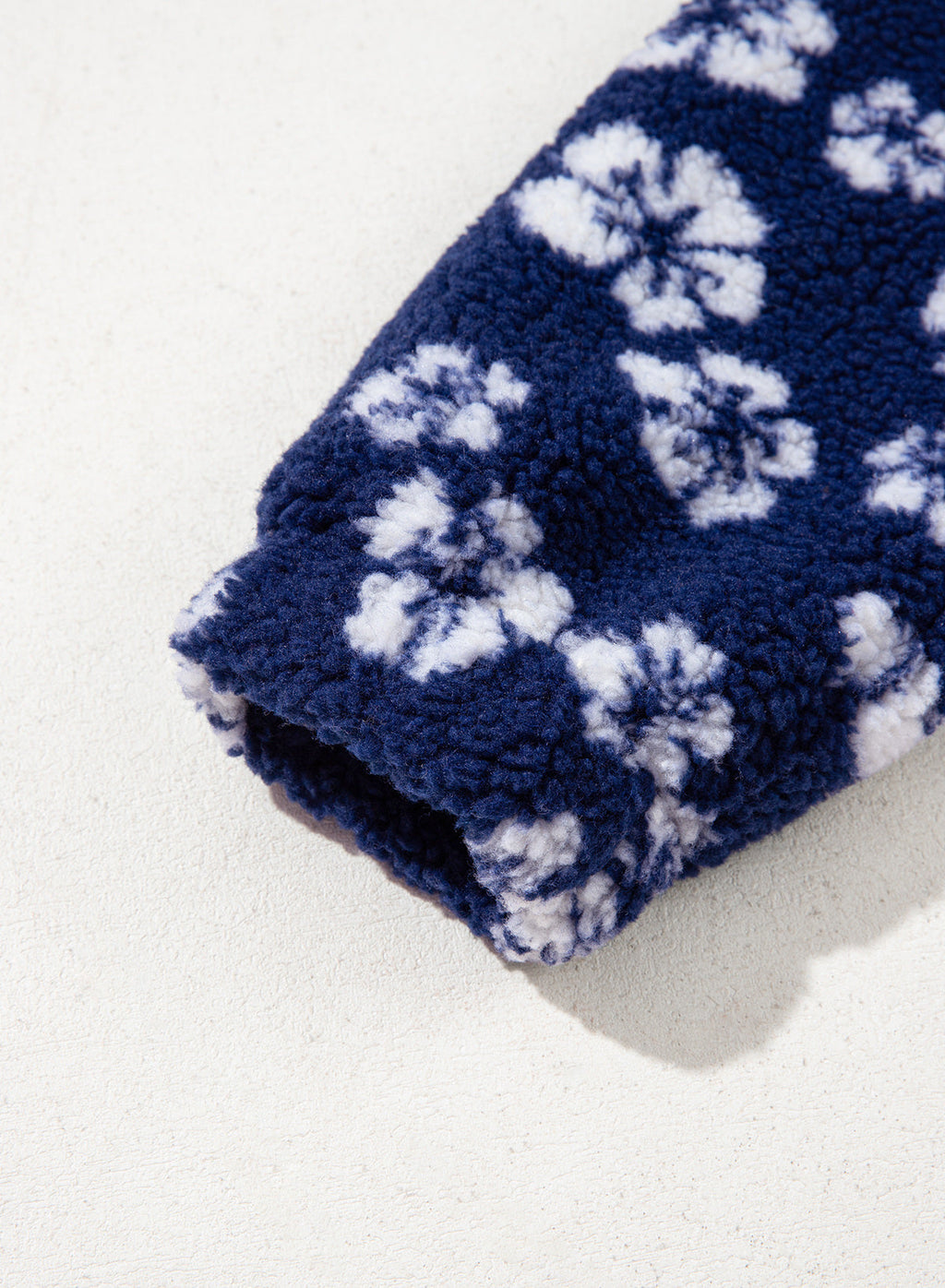 Zip Front Floral Sherpa Fleece Jacket