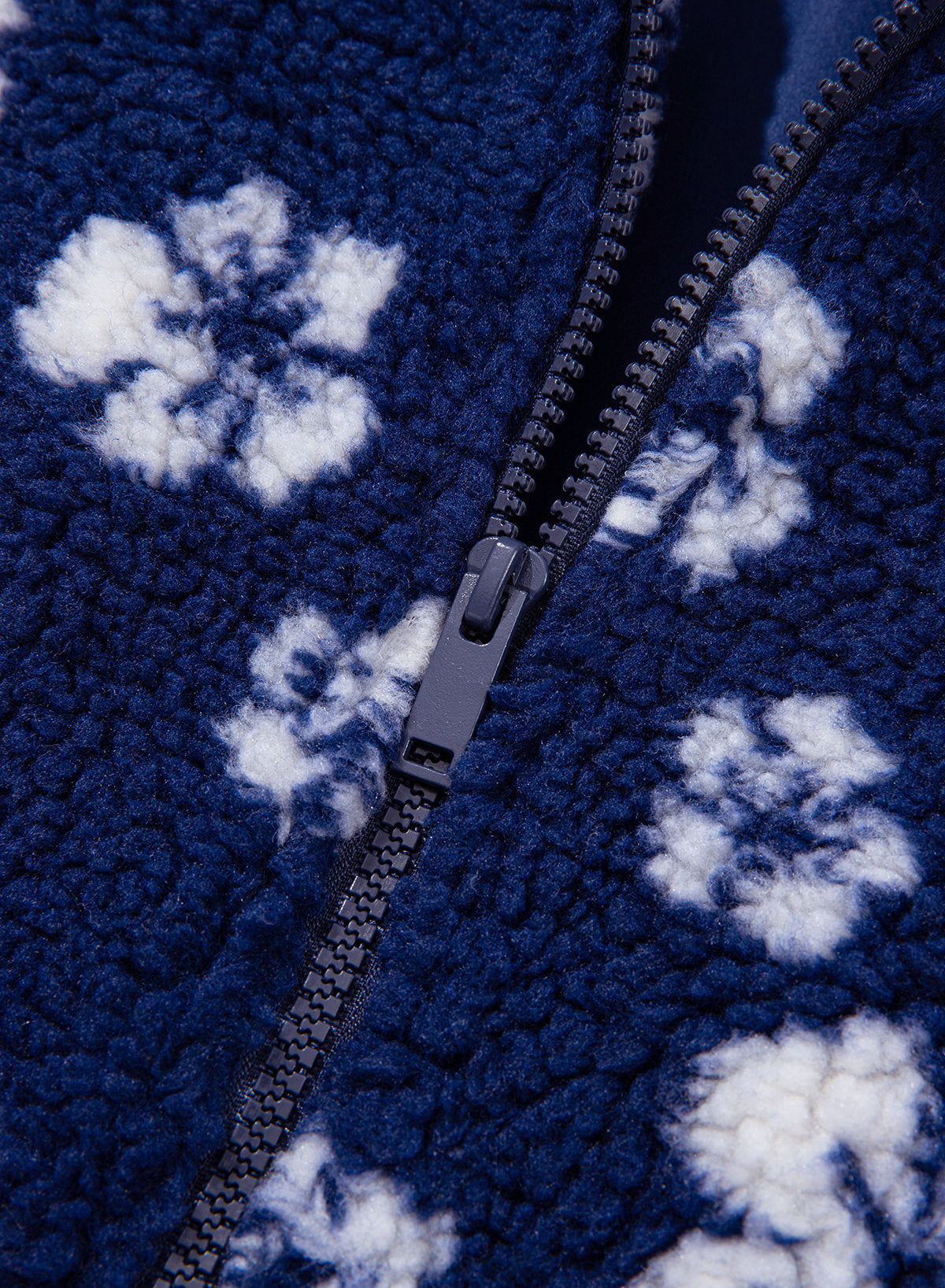 Zip Front Floral Sherpa Fleece Jacket
