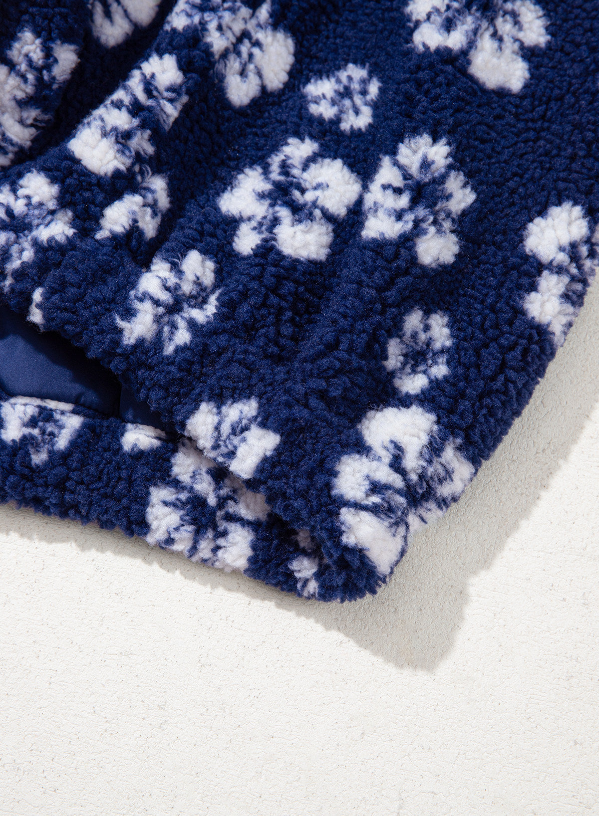Zip Front Floral Sherpa Fleece Jacket
