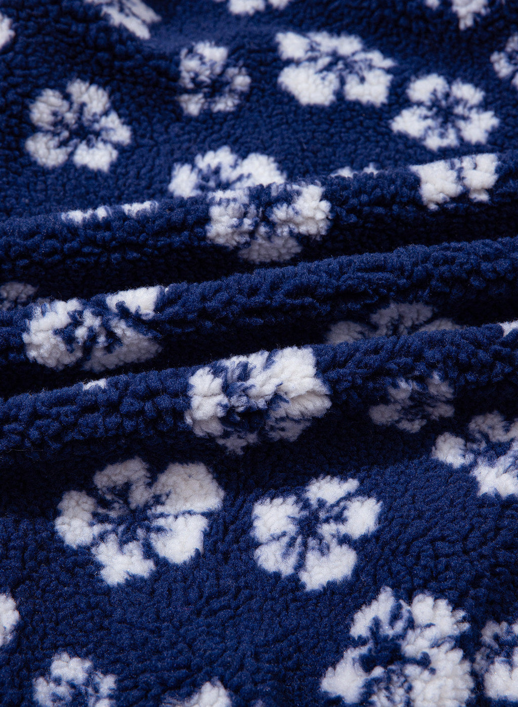 Zip Front Floral Sherpa Fleece Jacket