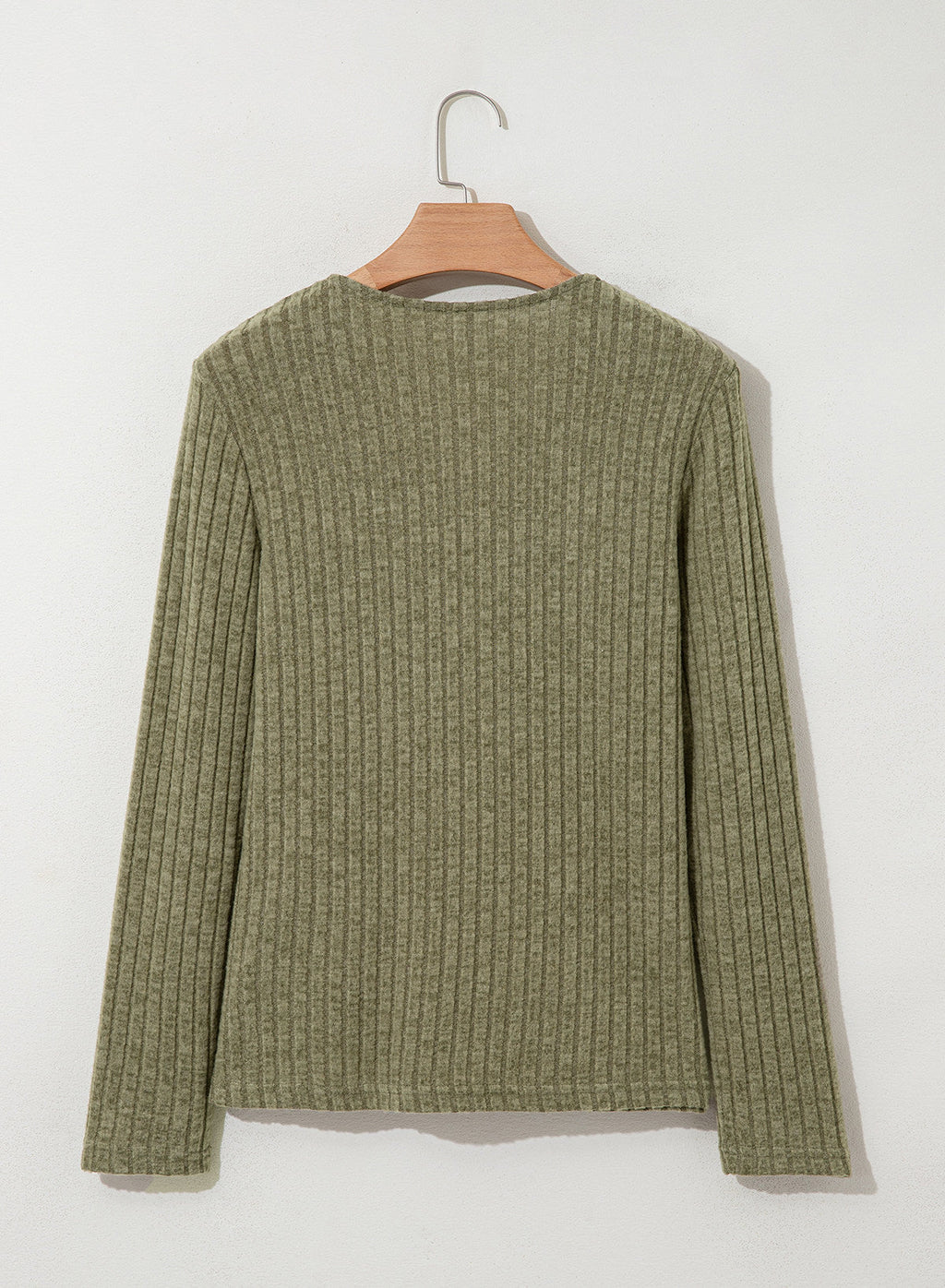 Solid Color Ribbed Knit Cowl Neck Sweater