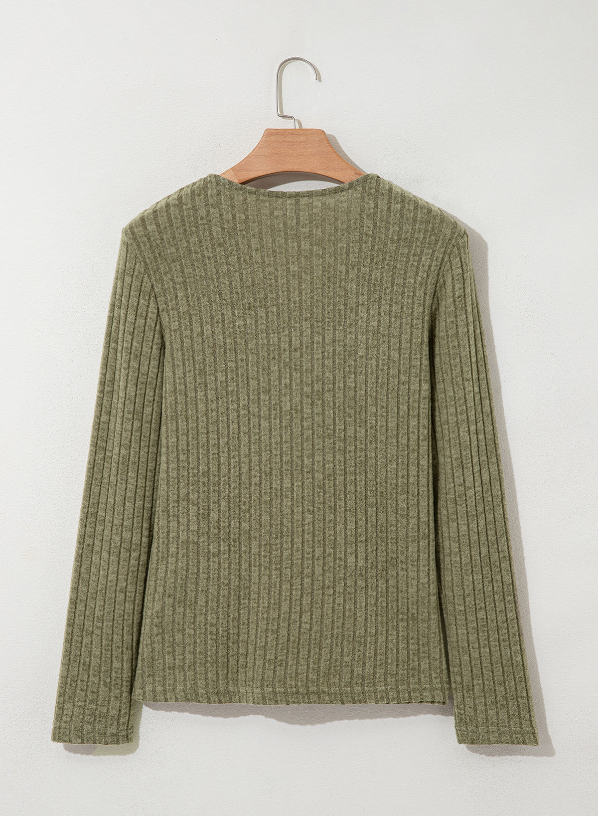 Solid Color Ribbed Knit Cowl Neck Sweater