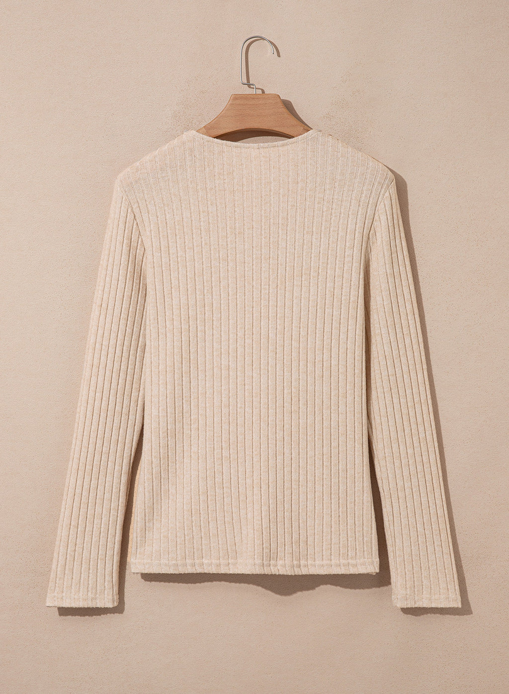 Solid Color Ribbed Knit Cowl Neck Sweater