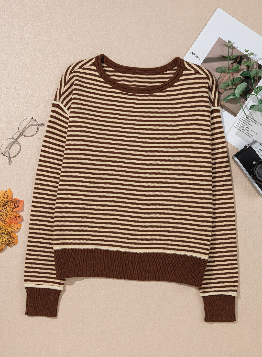 Striped color-blocked sweater