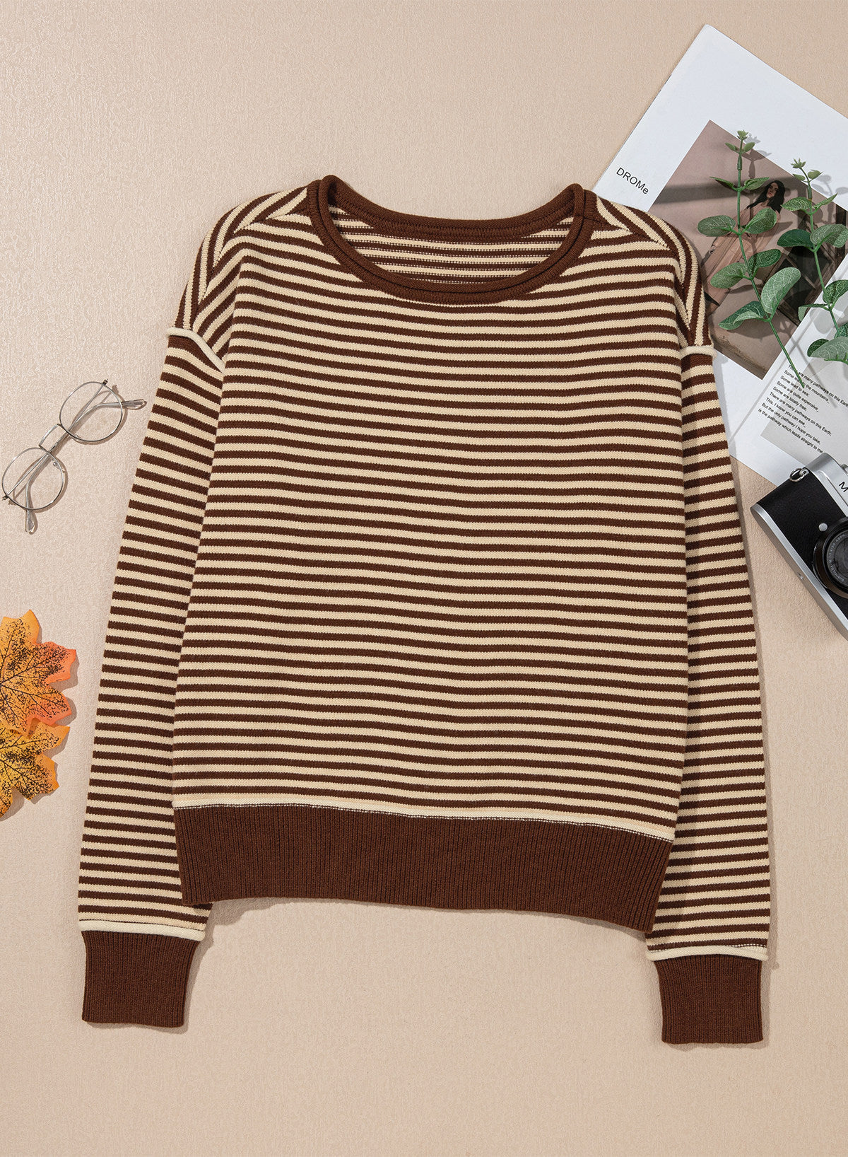 Striped color-blocked sweater