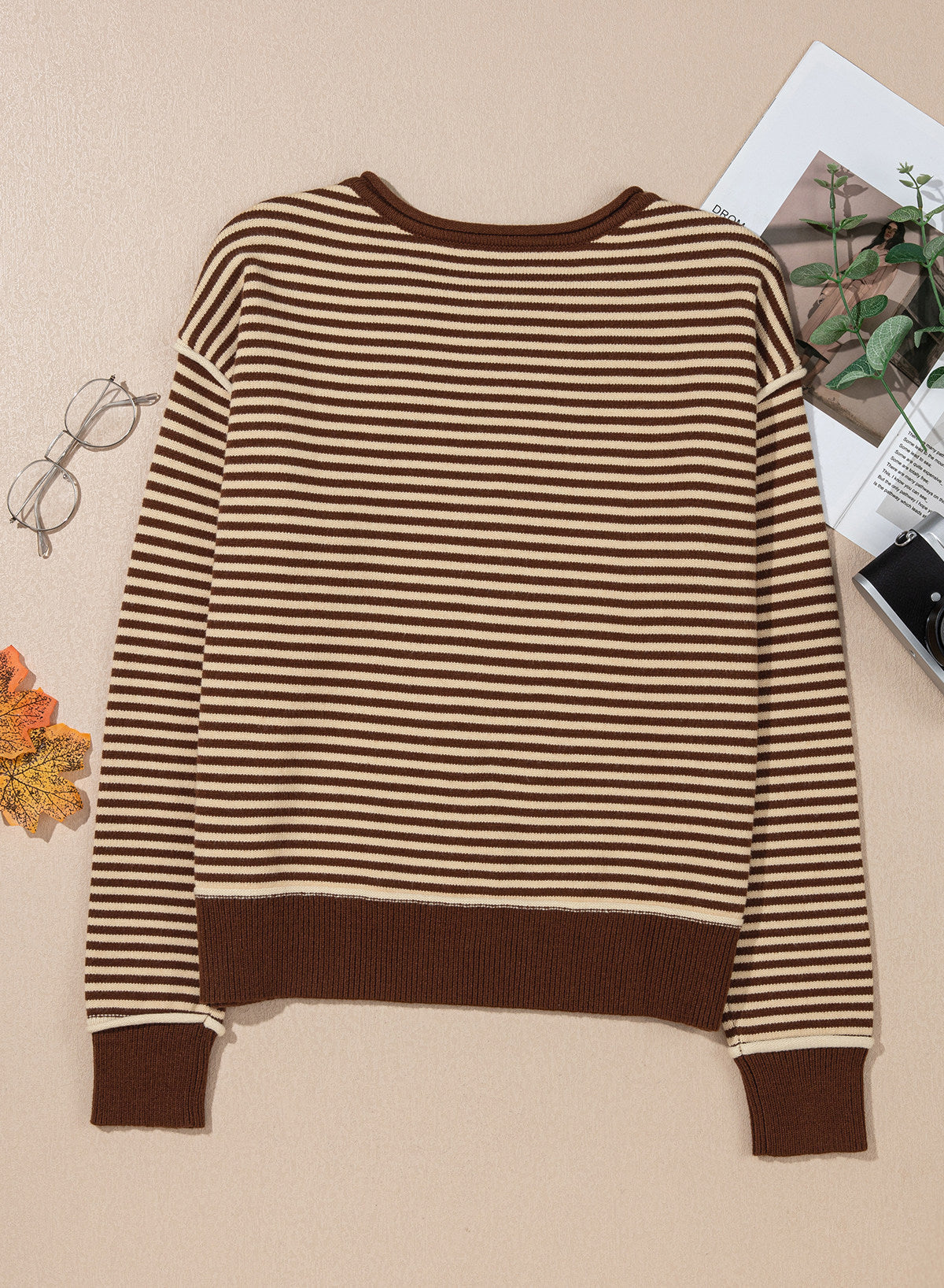 Striped color-blocked sweater