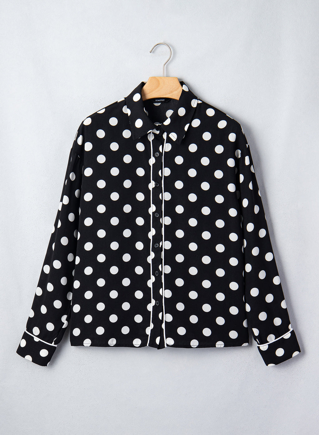 Womens Tops Polka Dot Long Sleeve Button Down Blouses