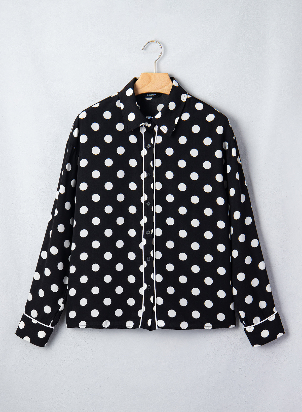 Womens Tops Polka Dot Long Sleeve Button Down Blouses