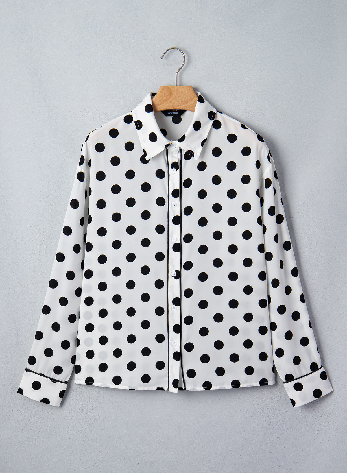 Womens Tops Polka Dot Long Sleeve Button Down Blouses